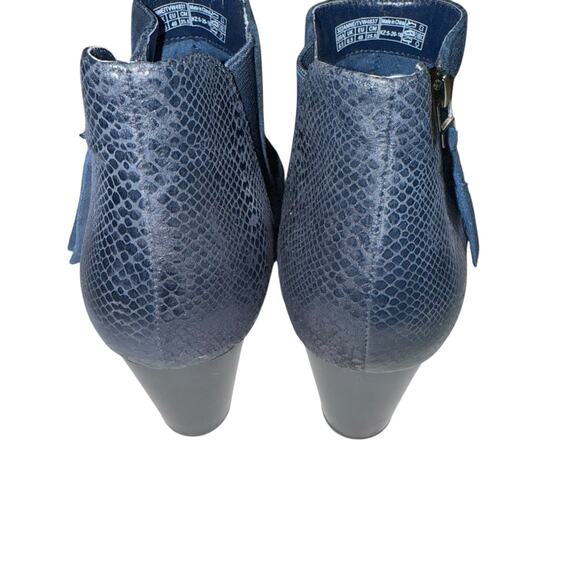 Vionic 322 Anne Women Navy Suede Snake Texture Orthotic Side Zip Ankle Boots 8.5 - Picture 3 of 9